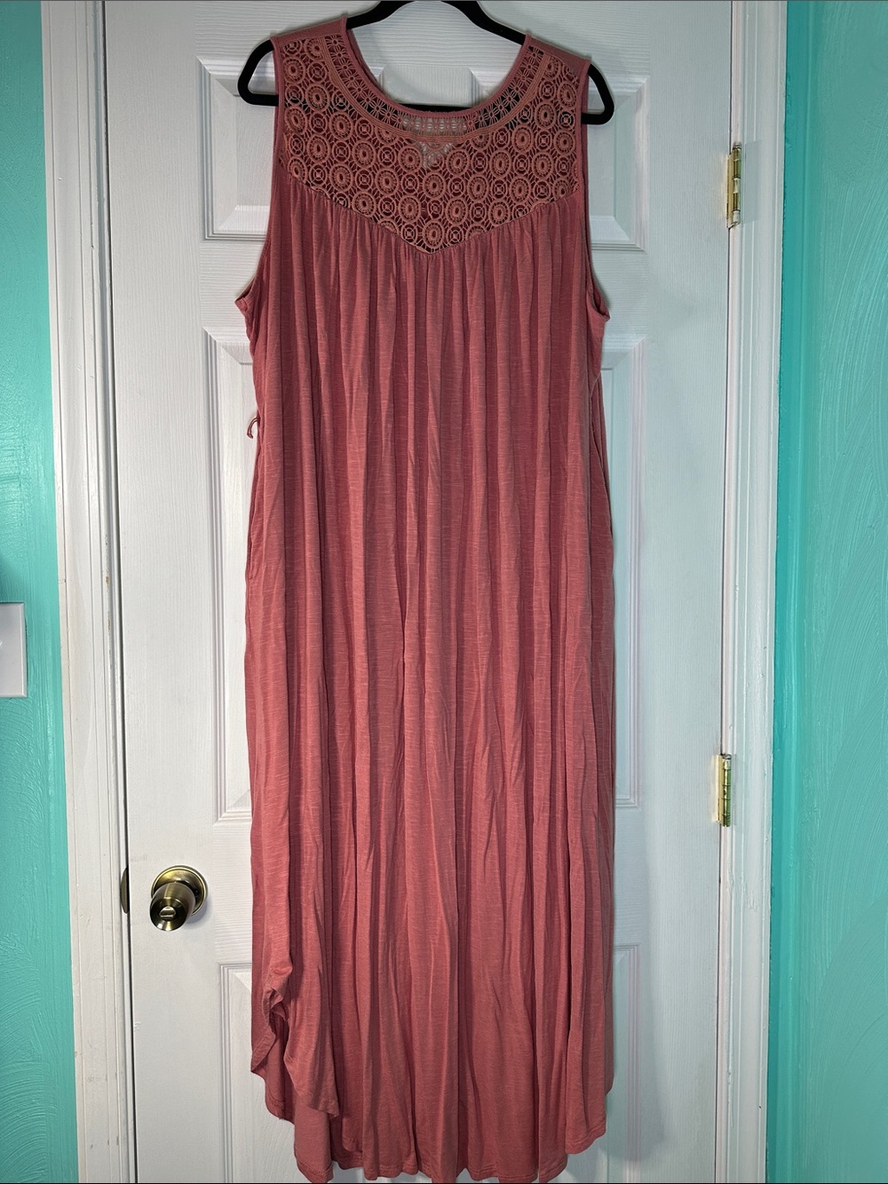 Lane Bryant Rose Sleeveless Crochet-Yoke Maxi Dress